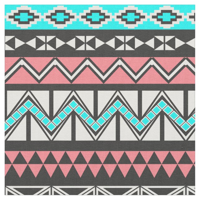 Modern Native American Tribal Aztec Pattern Fabric (Close Up)