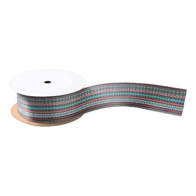 Modern Native American Tribal Aztec Pattern Satin Ribbon (Spool)