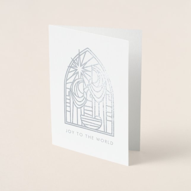 Modern Nativity religious Christmas  Foil Card (Front)