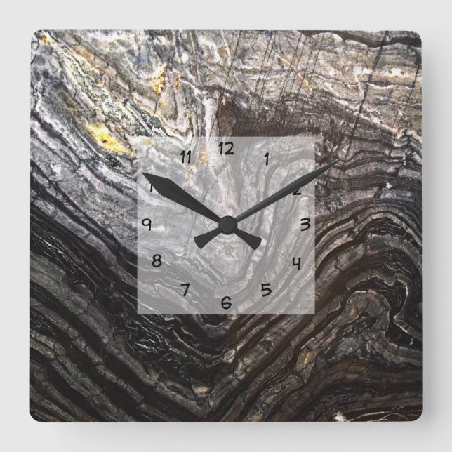 Modern Natural Stone Look Square Wall Clock (Front)