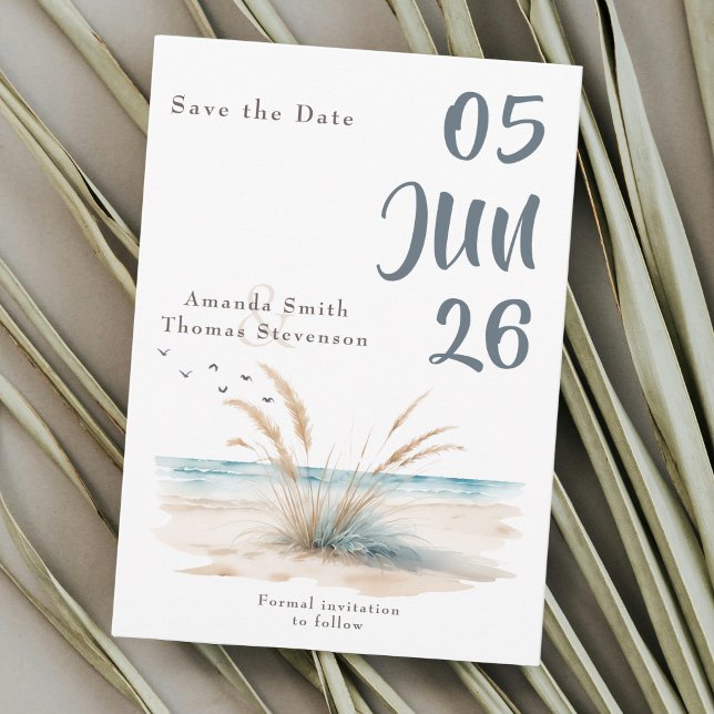 Modern nature beach pampa grass landscape save the date (Creator Uploaded)