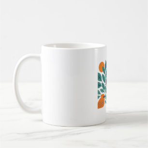 Modern Nature Birds - Stylised Heron and Songbirds Coffee Mug