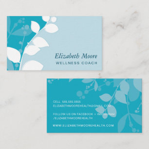 MODERN NATURE botanic foliage leaves aqua sky blue Business Card