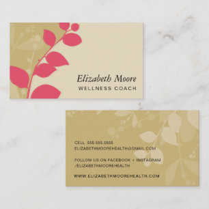 MODERN NATURE botanic foliage leaves gold coral Business Card