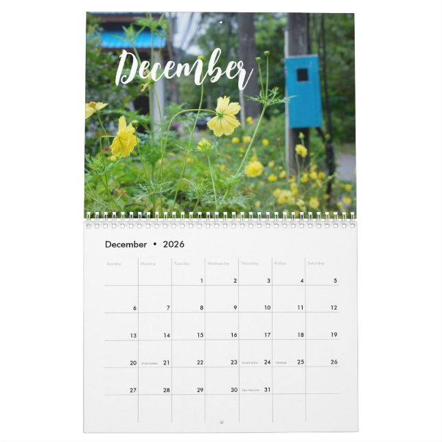Modern nature flowers/ custom photo calendar (Dec 2026)