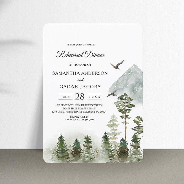 Modern Nature Green Forest | Watercolor Trees Invitation (Creator Uploaded)