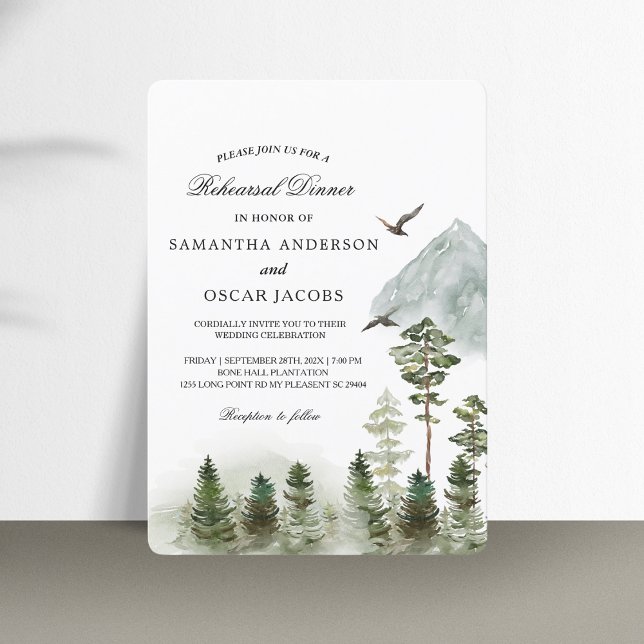 Modern Nature Green Forest | Watercolor Trees Invitation (Creator Uploaded)