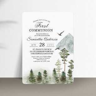 Modern Nature Green Forest   Watercolor Trees Invitation