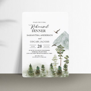 Modern Nature Green Forest   Watercolor Trees Invitation