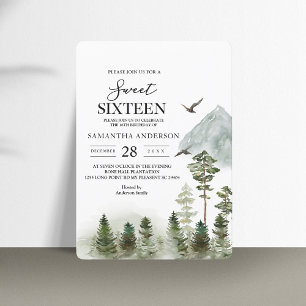 Modern Nature Green Forest   Watercolor Trees Invitation
