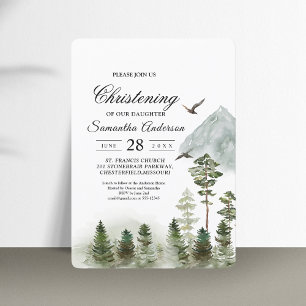 Modern Nature Green Forest   Watercolor Trees Invitation