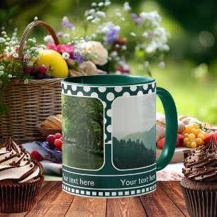 Modern Nature Green Polka Dots Photo Mug