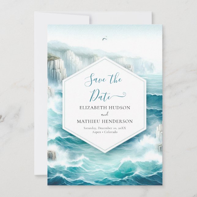 Modern Nature Nautical Wedding Save The Date (Front)