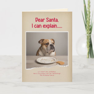 Modern Naughty Funny Dog Photo Christmas Folded Card