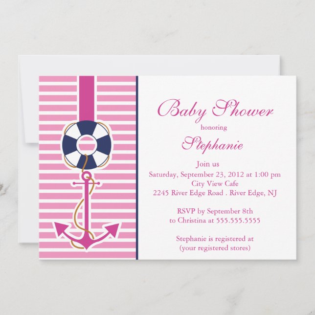 Modern Nautical Anchor Baby Shower Invitation (Front)