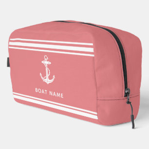 Modern Nautical Anchor Boat Name Custom Dopp Kit