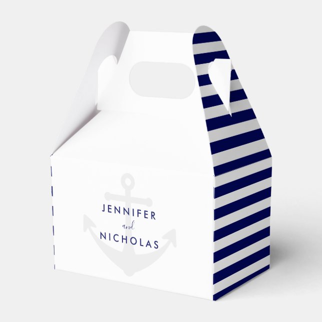 Modern Nautical Anchor Wedding  Favour Box (Front Side)
