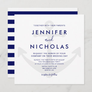 Modern Nautical Anchor Wedding Invitation