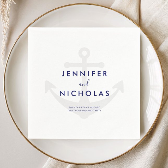 Modern Nautical Anchor  Wedding Napkin (Modern Nautical Anchor Wedding Napkins)