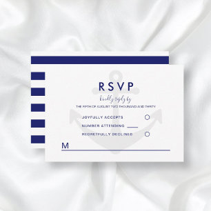 Modern Nautical Anchor Wedding RSVP Card