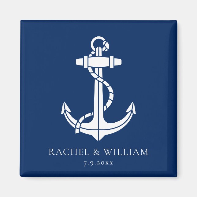Modern Nautical Anchor Wedding Swag Magnet (Front)