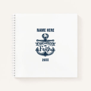 Modern Nautical Anchored In Faith Notebook
