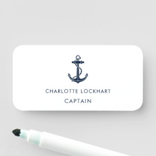 Modern Nautical Boat Anchor Name Tag