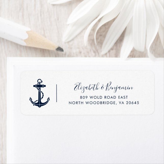 Modern Nautical Boat Anchor Return Address Label (Insitu)