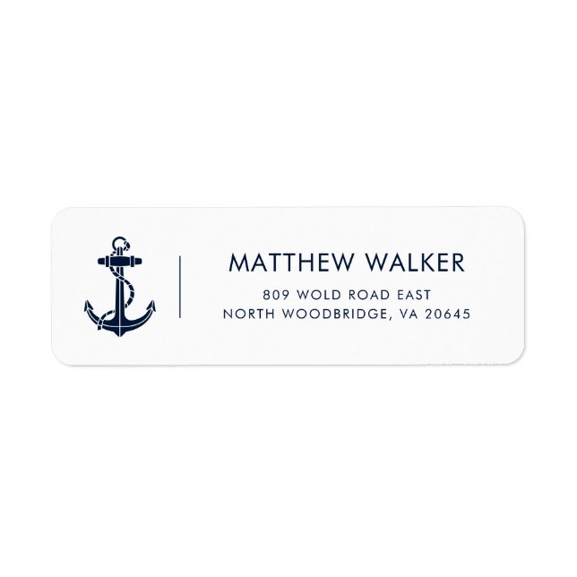 Modern Nautical Boat Anchor Return Address Label (Front)