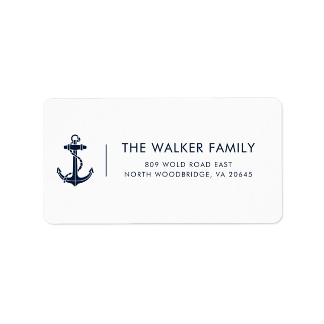 Modern Nautical Boat Anchor Return Address Label (Front)