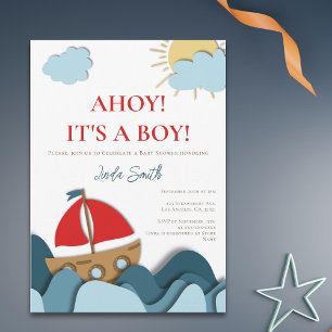 Modern Nautical Boat Baby Shower Invitation