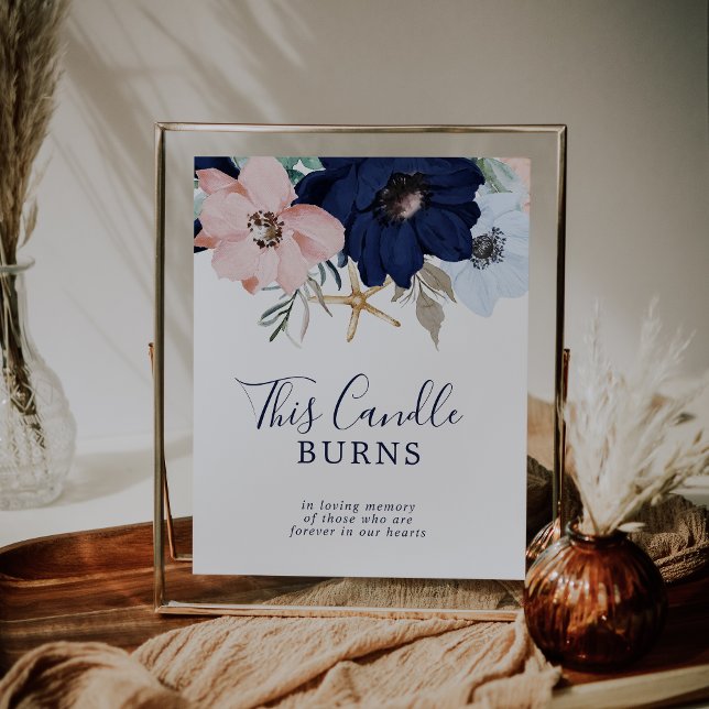 Modern Nautical Candle Burns Wedding Memorial Sign (Creator Uploaded)
