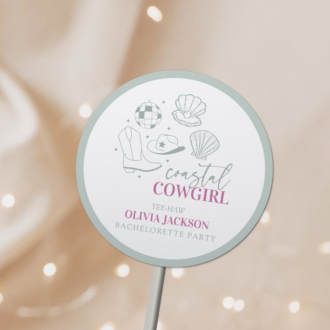 Modern Nautical Coastal Cowgirl Bachelorette Party Classic Round Sticker (Creator Uploaded)
