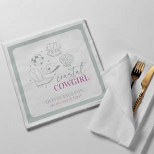 Modern Nautical Coastal Cowgirl Bachelorette Party Napkin