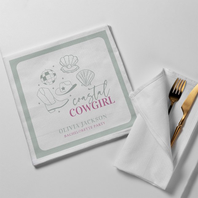 Modern Nautical Coastal Cowgirl Bachelorette Party Napkin (Creator Uploaded)