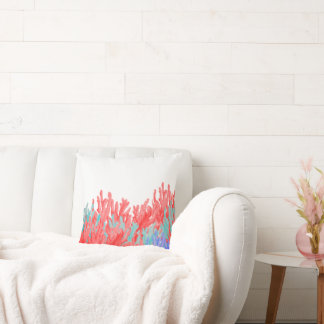 Modern nautical coral teal blue reef floral cushion