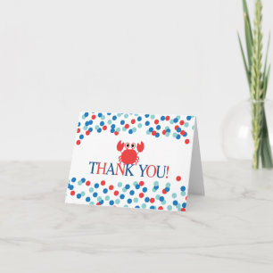 Modern Nautical Crab Boys Baby Shower Thank You Card