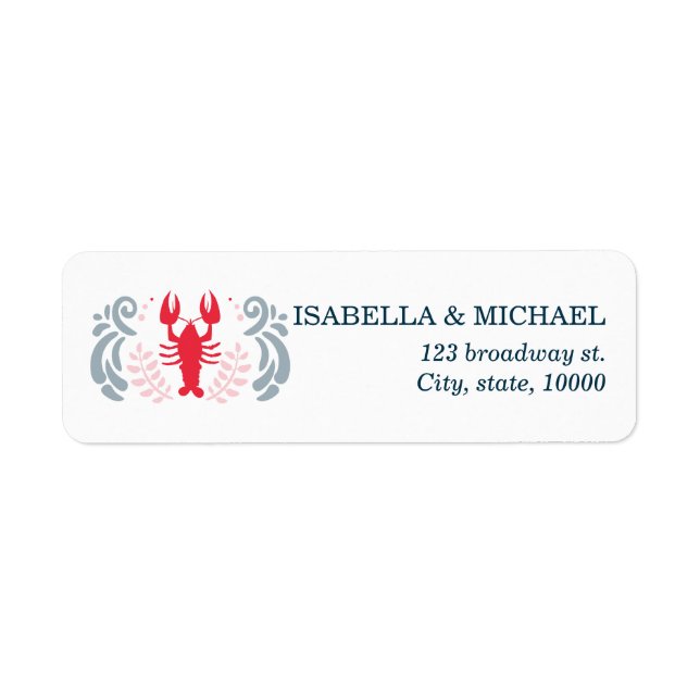 Modern Nautical Crab Wedding Address Return Address Label (Front)