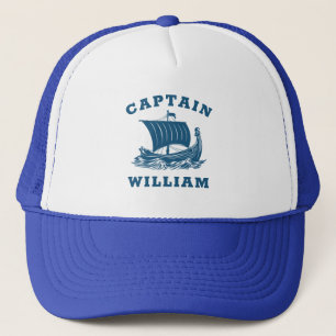 Modern Nautical Custom Boat Name & Ship Logo Trucker Hat