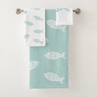 Modern nautical fish pattern bath towel set
