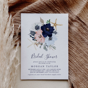 Modern Nautical Floral Bridal Shower Invitation