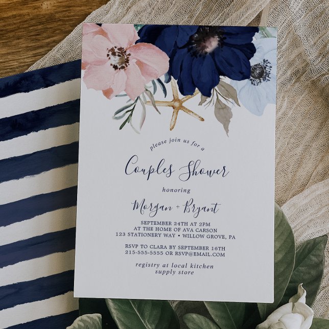 Modern Nautical | Floral Couples Shower Invitation (Creator Uploaded)