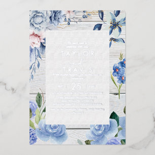 Modern Nautical Floral   Silver Foil Wedding 