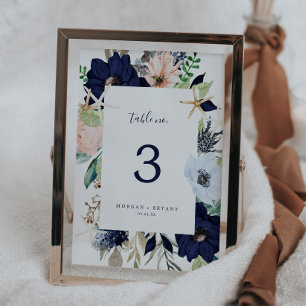 Modern Nautical   Floral Table Number