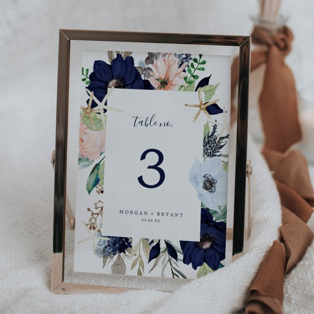 Modern Nautical | Floral Table Number (Creator Uploaded)