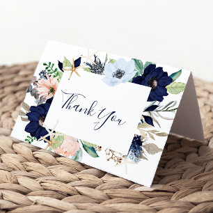 Modern Nautical   Floral Thank You Card