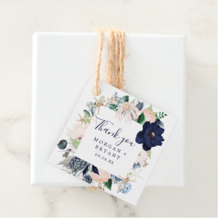 Modern Nautical   Floral Thank You Favour Tags