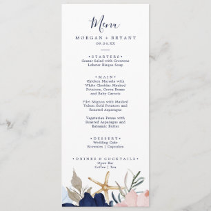 Modern Nautical   Floral Wedding Dinner Menu