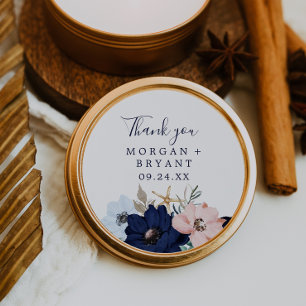 Modern Nautical   Floral Wedding Favour Sticker
