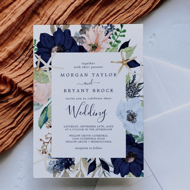 Modern Nautical | Floral Wedding Invitation (Creator Uploaded)